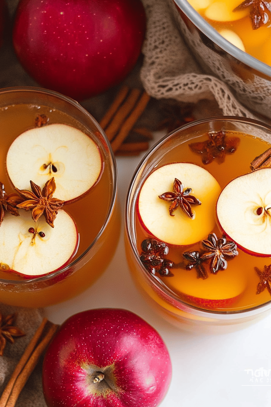 hot apple cider ingredients organized and measured on kitchen counter