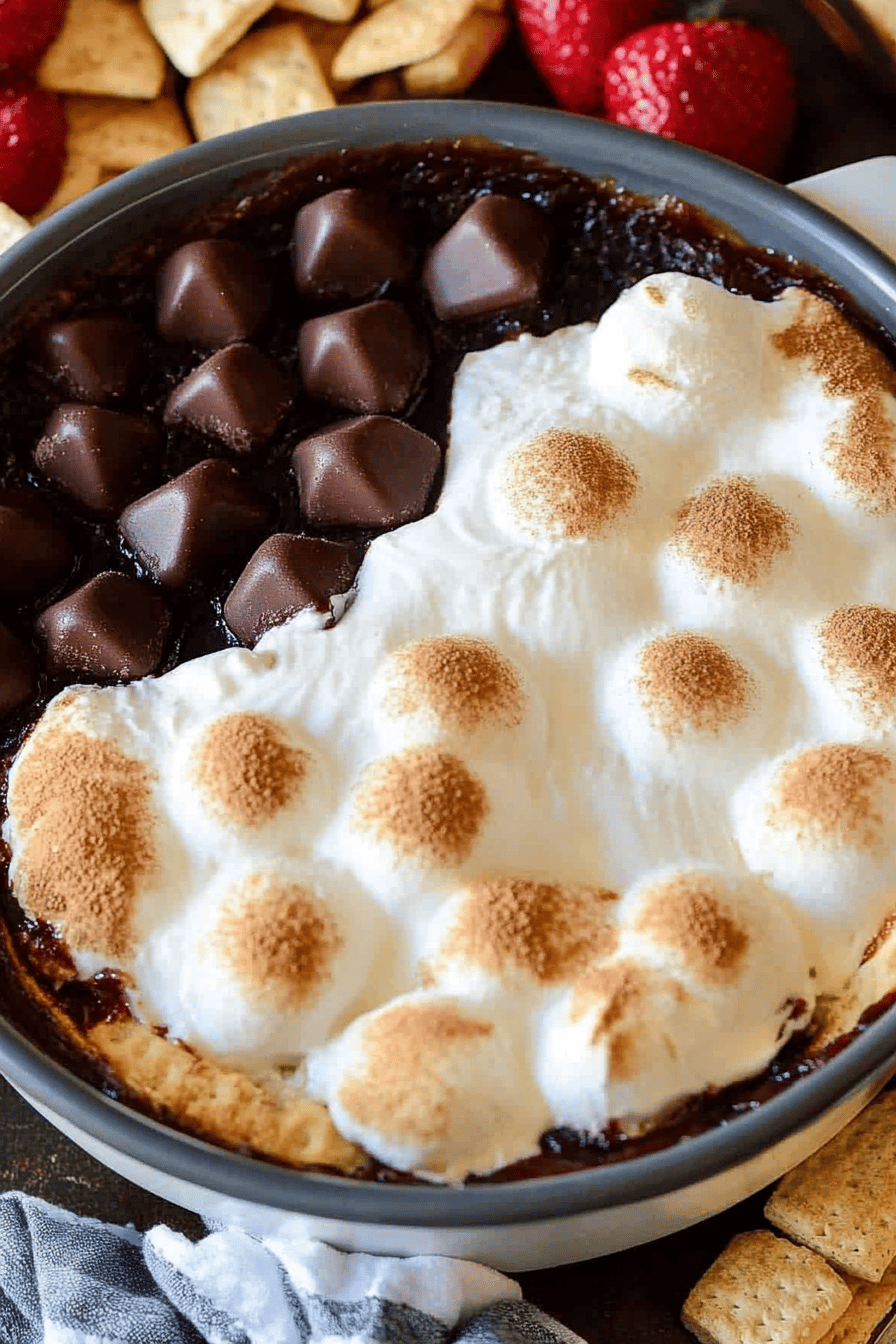 oven s'mores dip ingredients organized and measured on kitchen counter