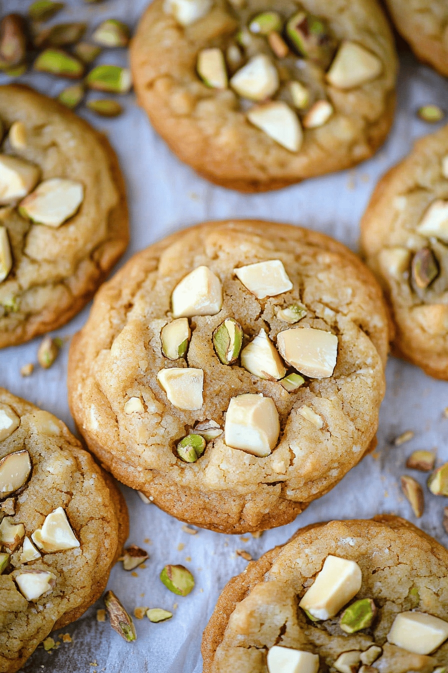 pistachio cookies slice on plate showing perfect texture and swirl pattern