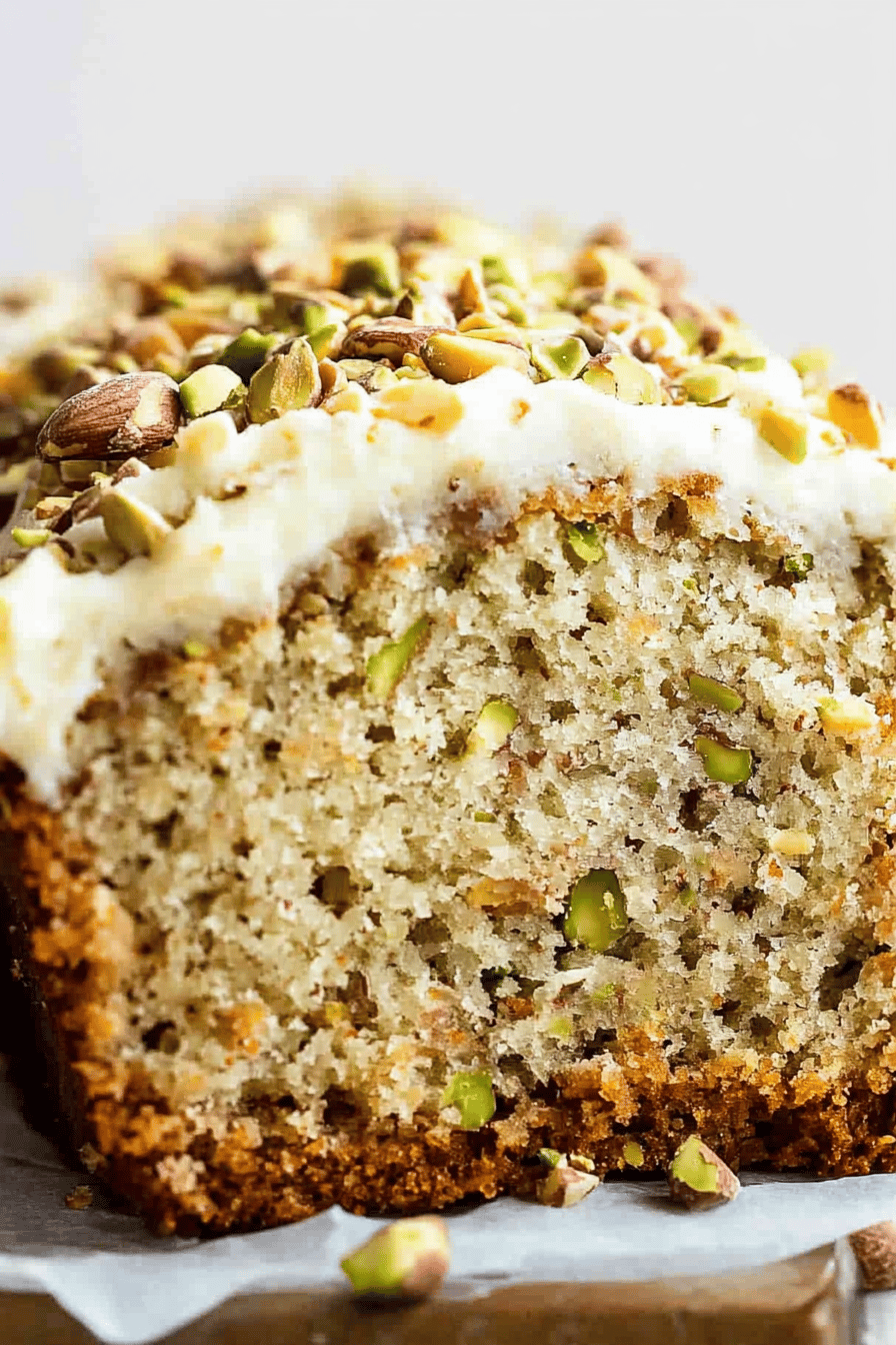 pistachio loaf recipe ingredients organized and measured on kitchen counter