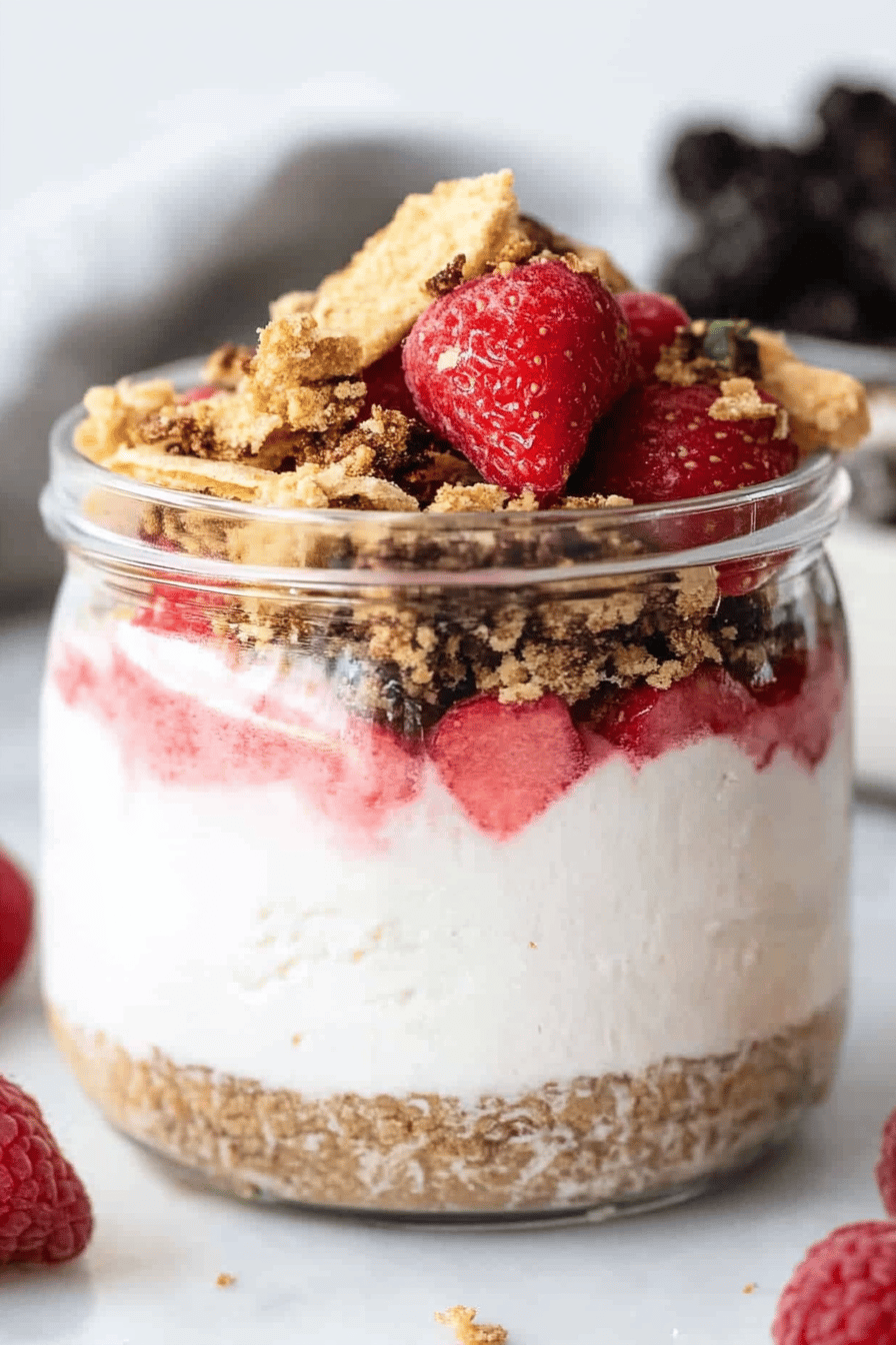 protein cheesecake ingredients organized and measured on kitchen counter