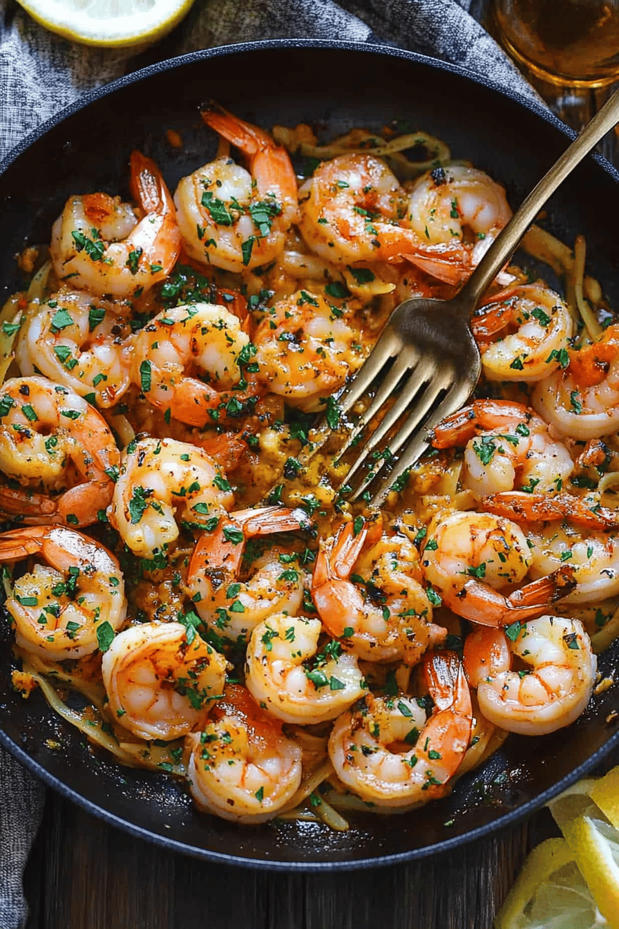 shrimp scampi slice on plate showing perfect texture and swirl pattern