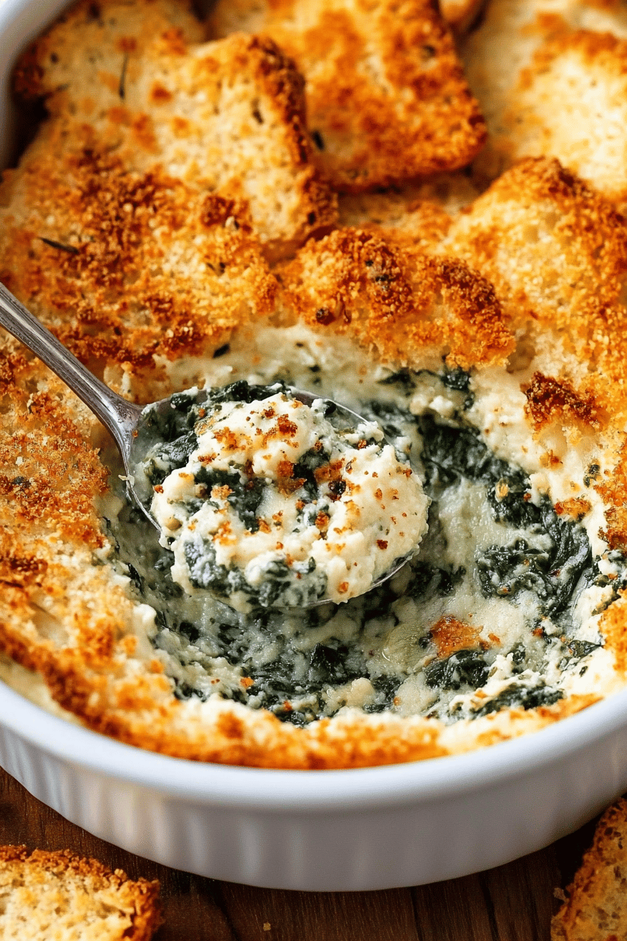 spinach dip slice on plate showing perfect texture and swirl pattern