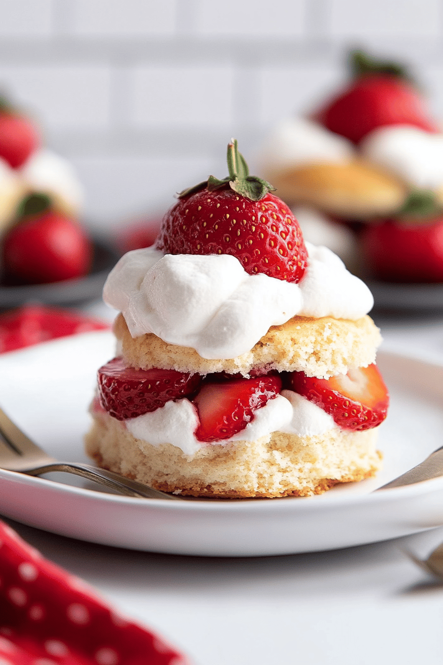 strawberry shortcake slice on plate showing perfect texture and swirl pattern