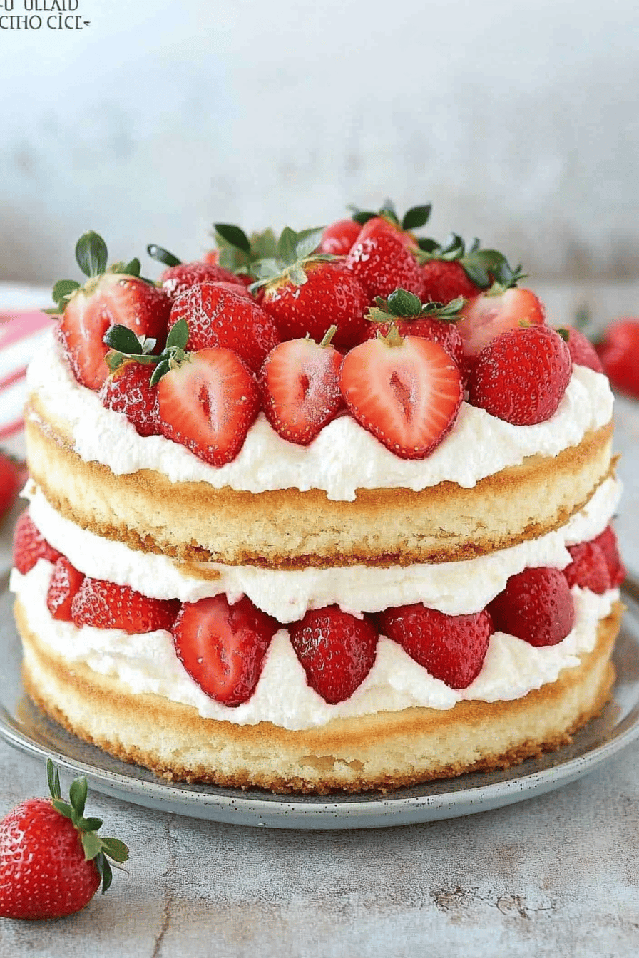 strawberry shortcake cake ingredients organized and measured on kitchen counter