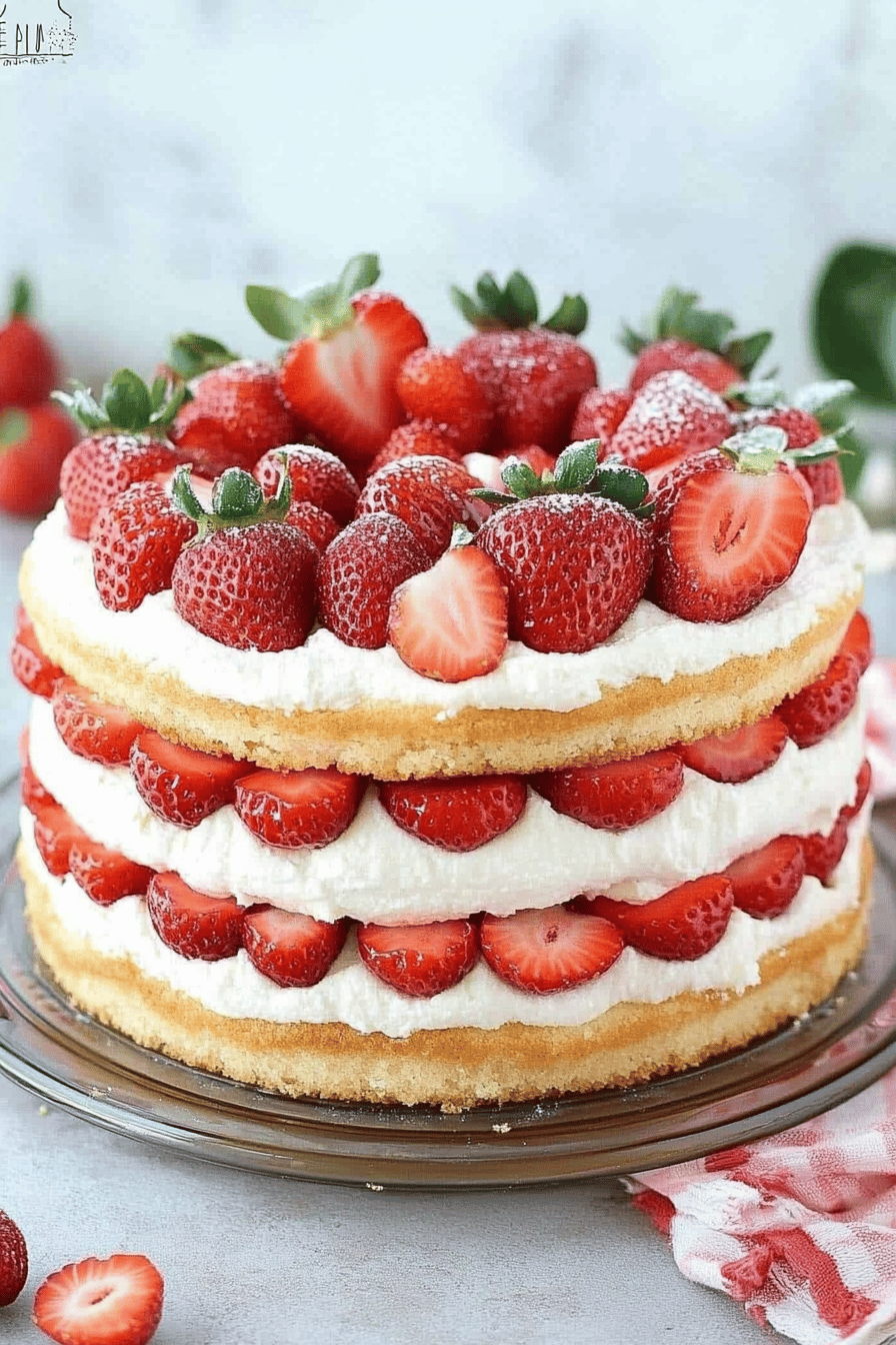 strawberry shortcake cake slice on plate showing perfect texture and swirl pattern