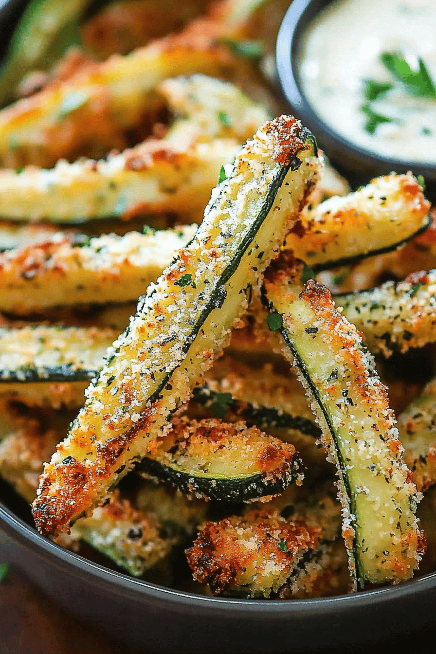 zucchini fries ingredients organized and measured on kitchen counter