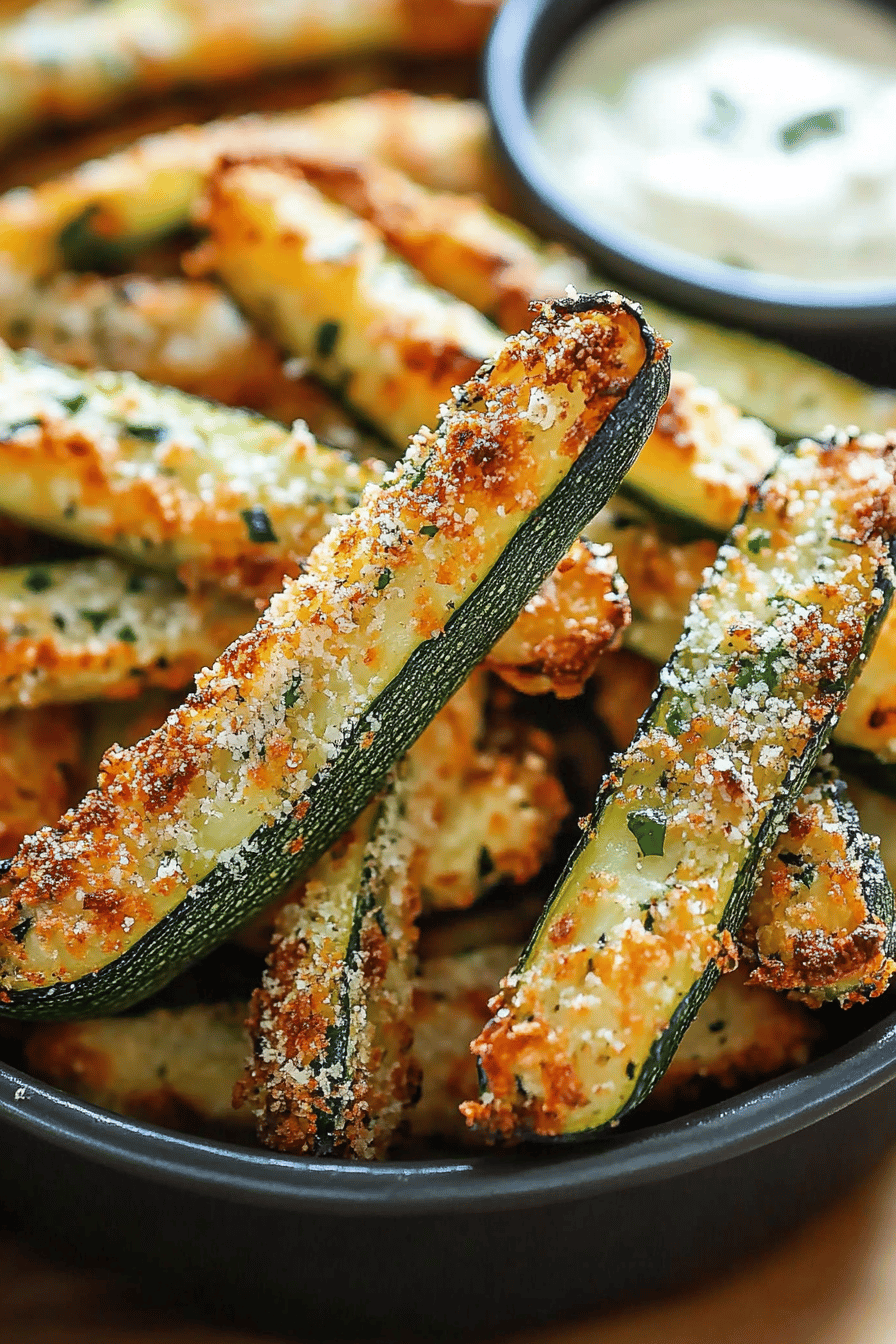 zucchini fries slice on plate showing perfect texture and swirl pattern