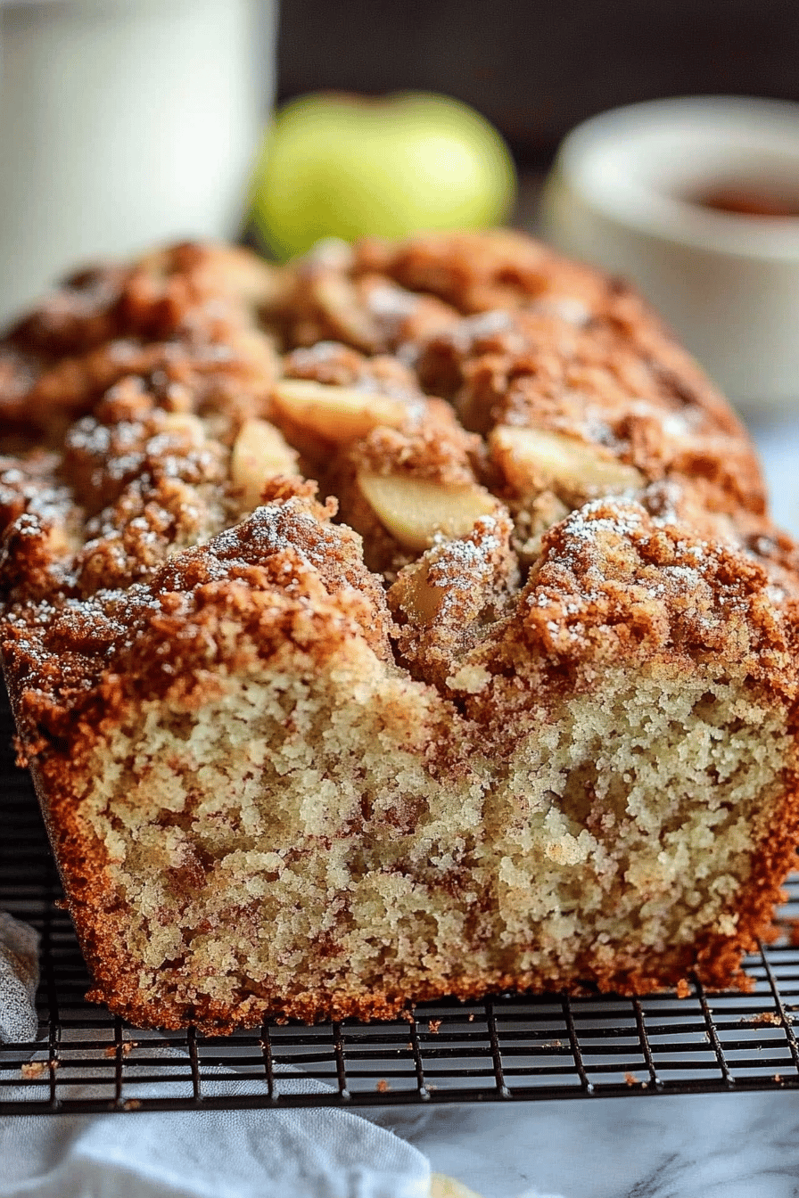 Apple bread slice on plate showing perfect texture and swirl pattern