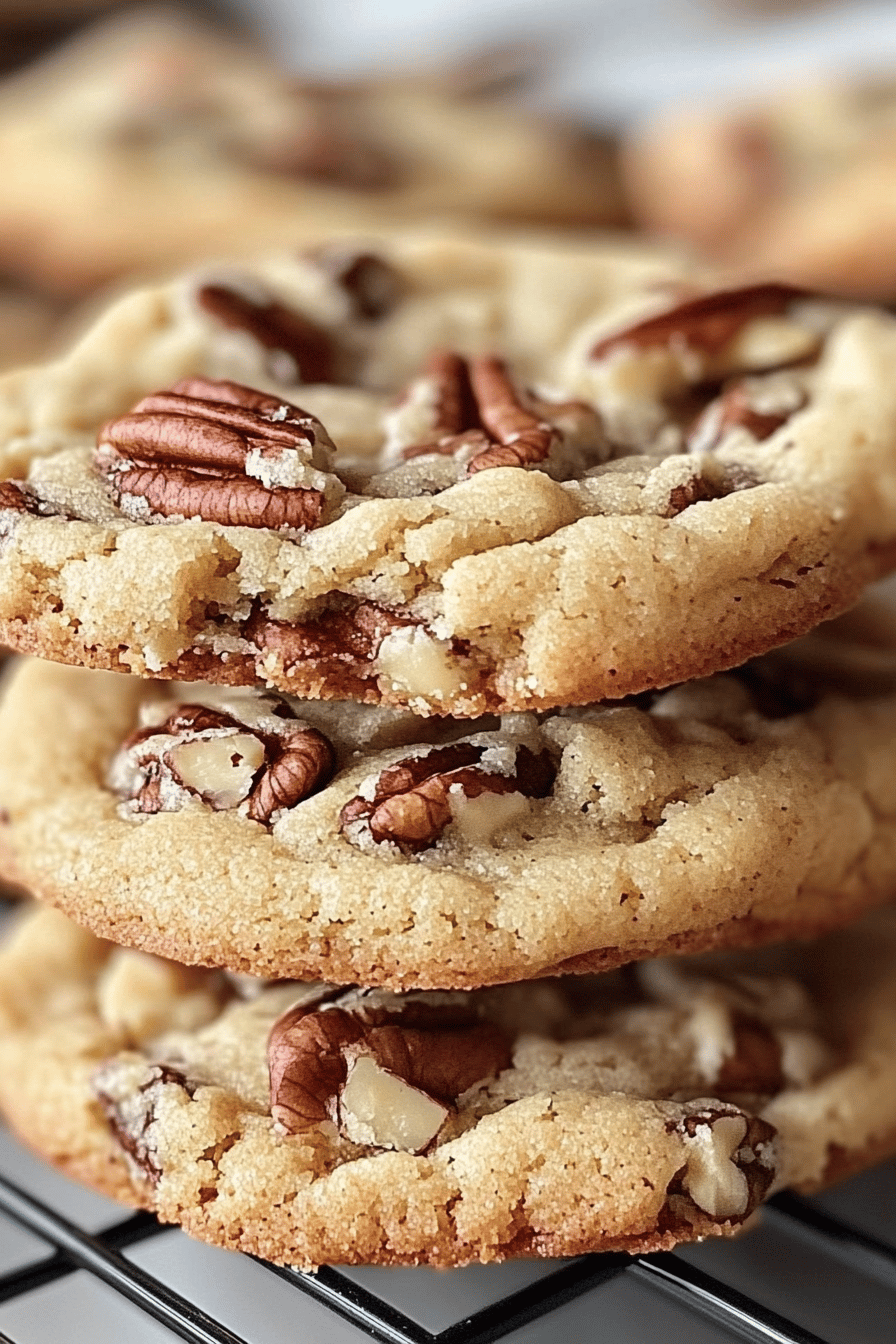 Butter Pecan Cookies slice on plate showing perfect texture and swirl pattern