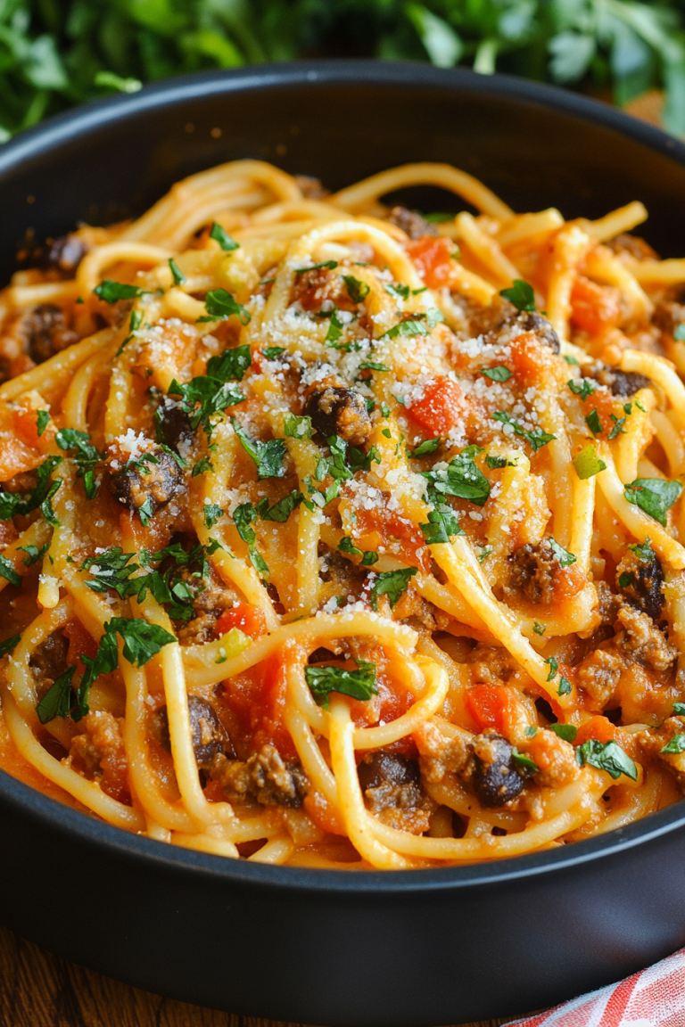 Cheesy Taco Spaghetti