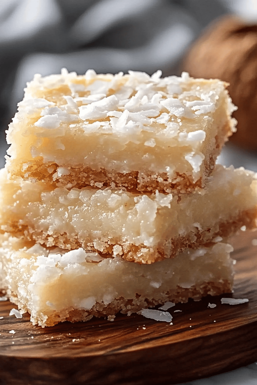 Coconut bars ingredients organized and measured on kitchen counter