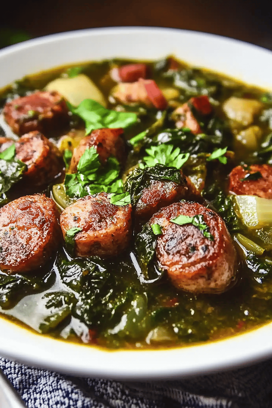 Gumbo greens recipe slice on plate showing perfect texture and swirl pattern
