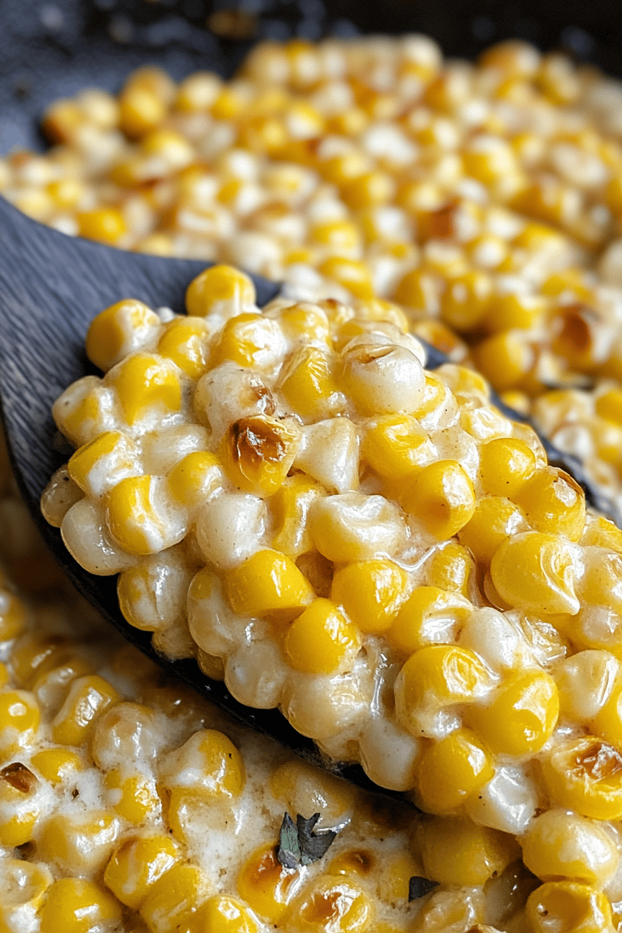 Honey butter skillet corn slice on plate showing perfect texture and swirl pattern