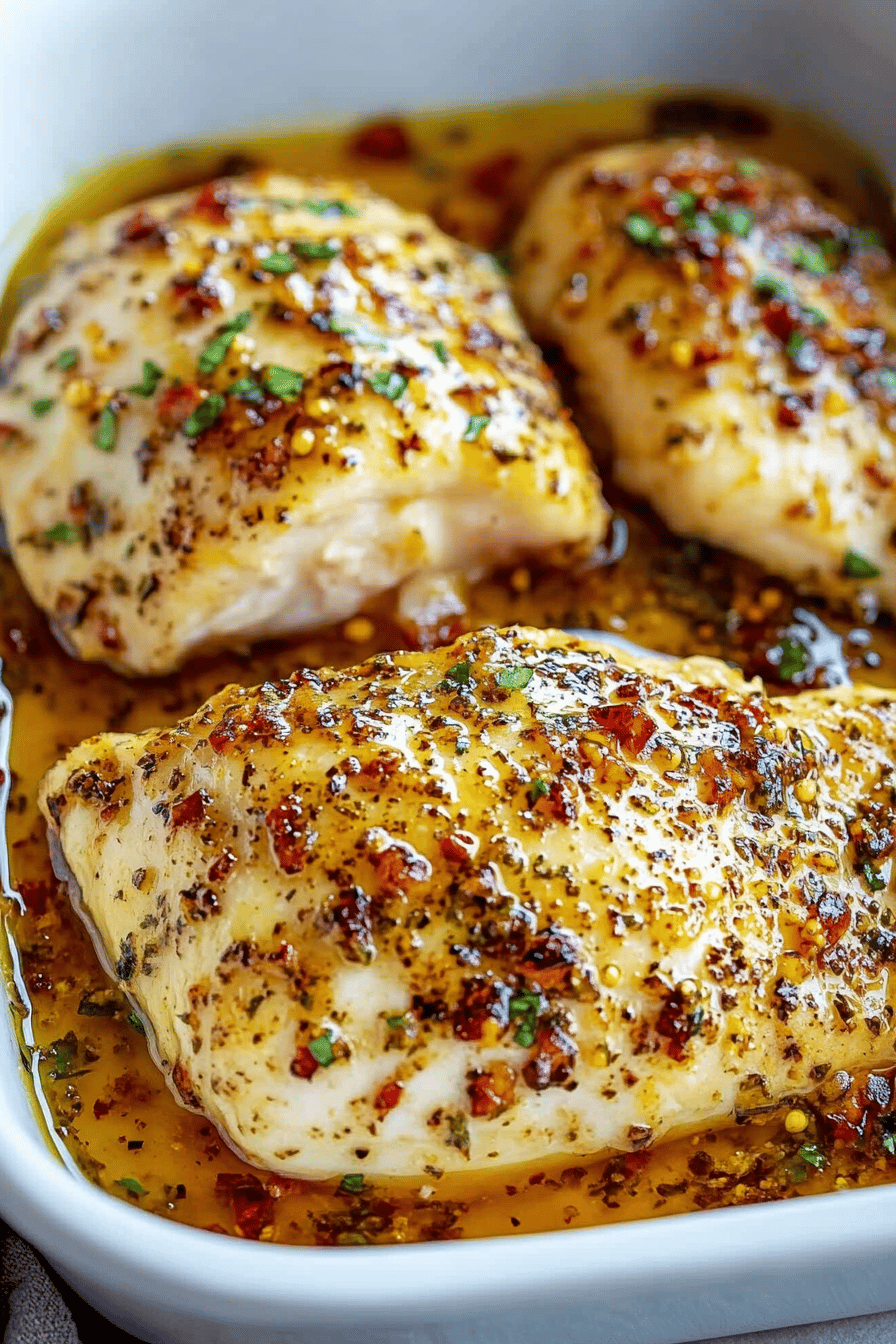 Honey mustard chicken ingredients organized and measured on kitchen counter