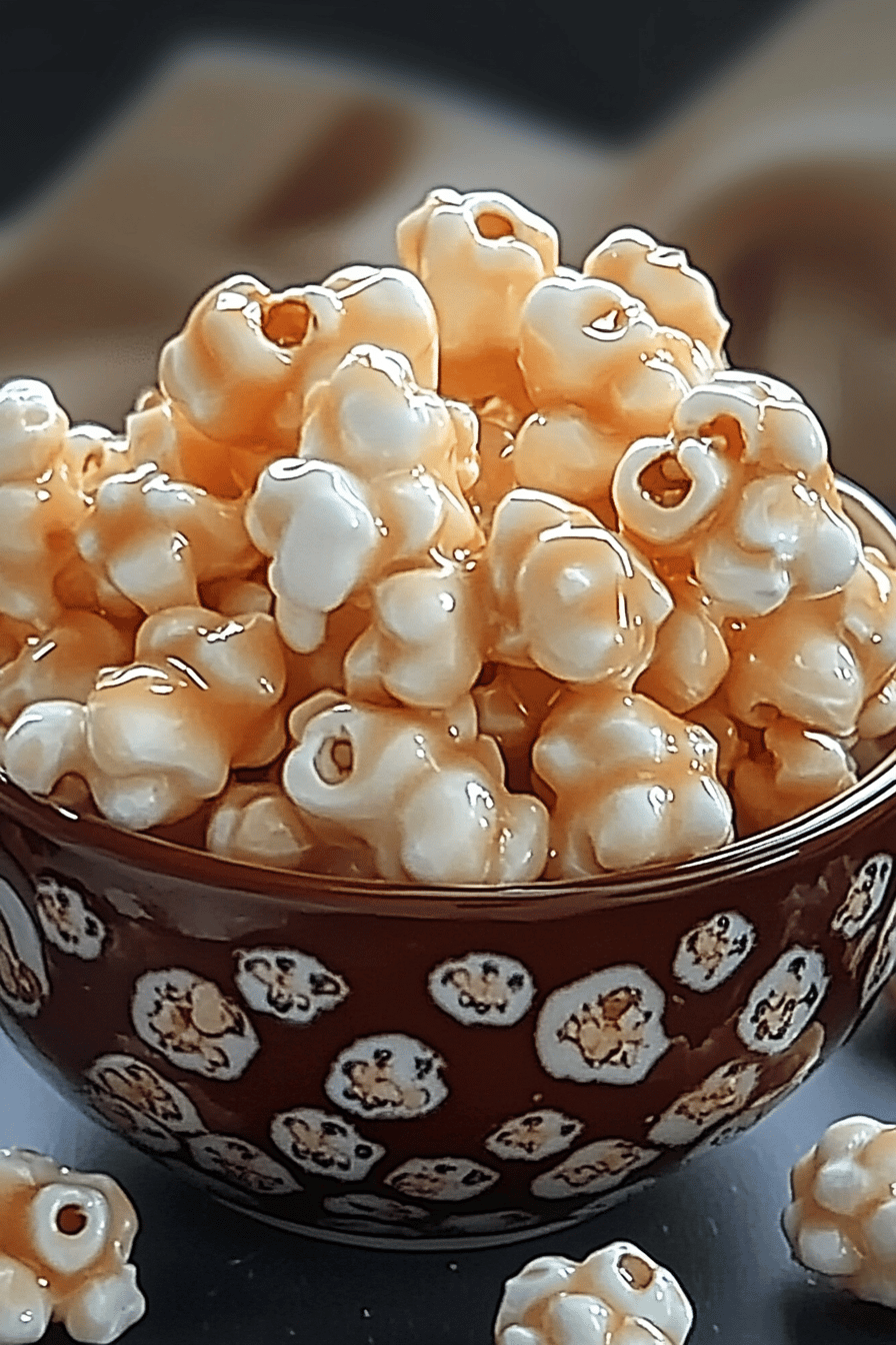 Marshmallow caramel corn slice on plate showing perfect texture and swirl pattern