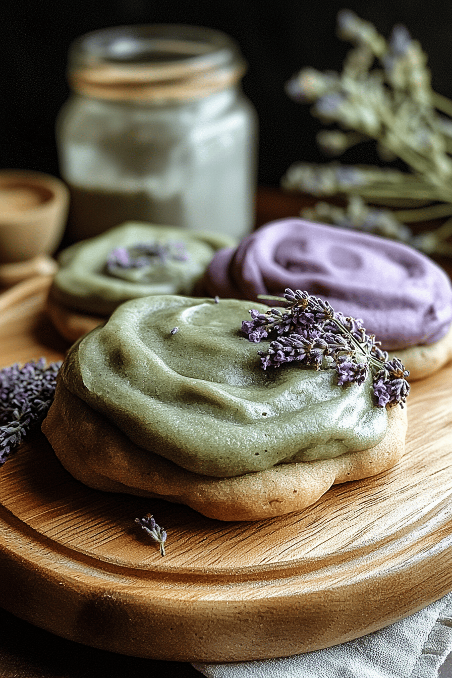 Matcha lavender cookies ingredients organized and measured on kitchen counter