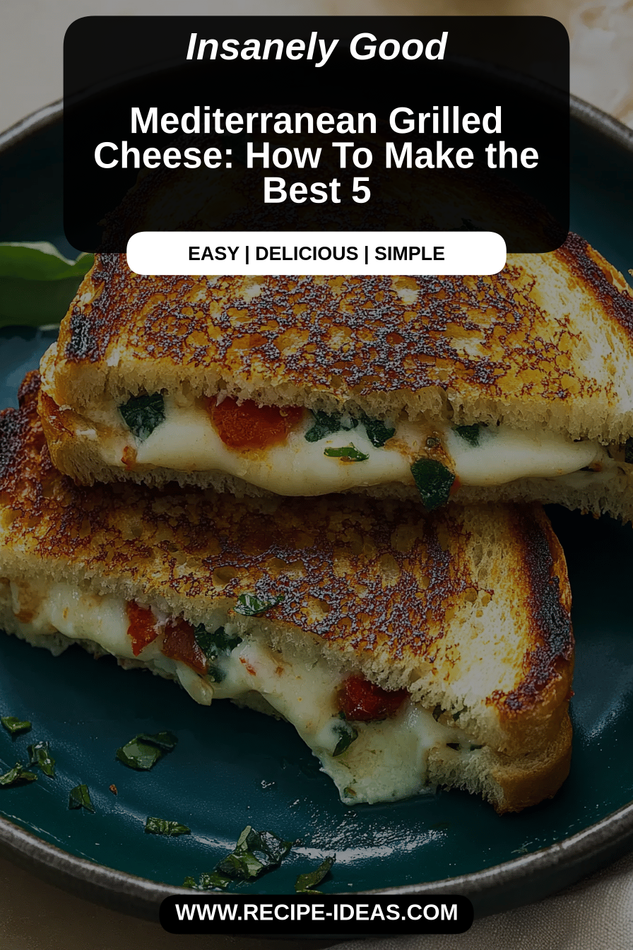 Mediterranean grilled cheese final dish beautifully presented and ready to serve