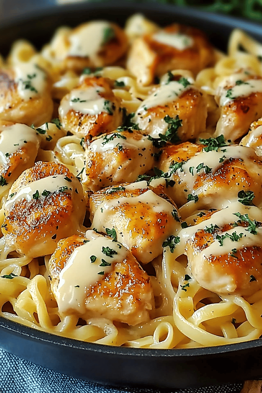 One-pan chicken noodles ingredients organized and measured on kitchen counter