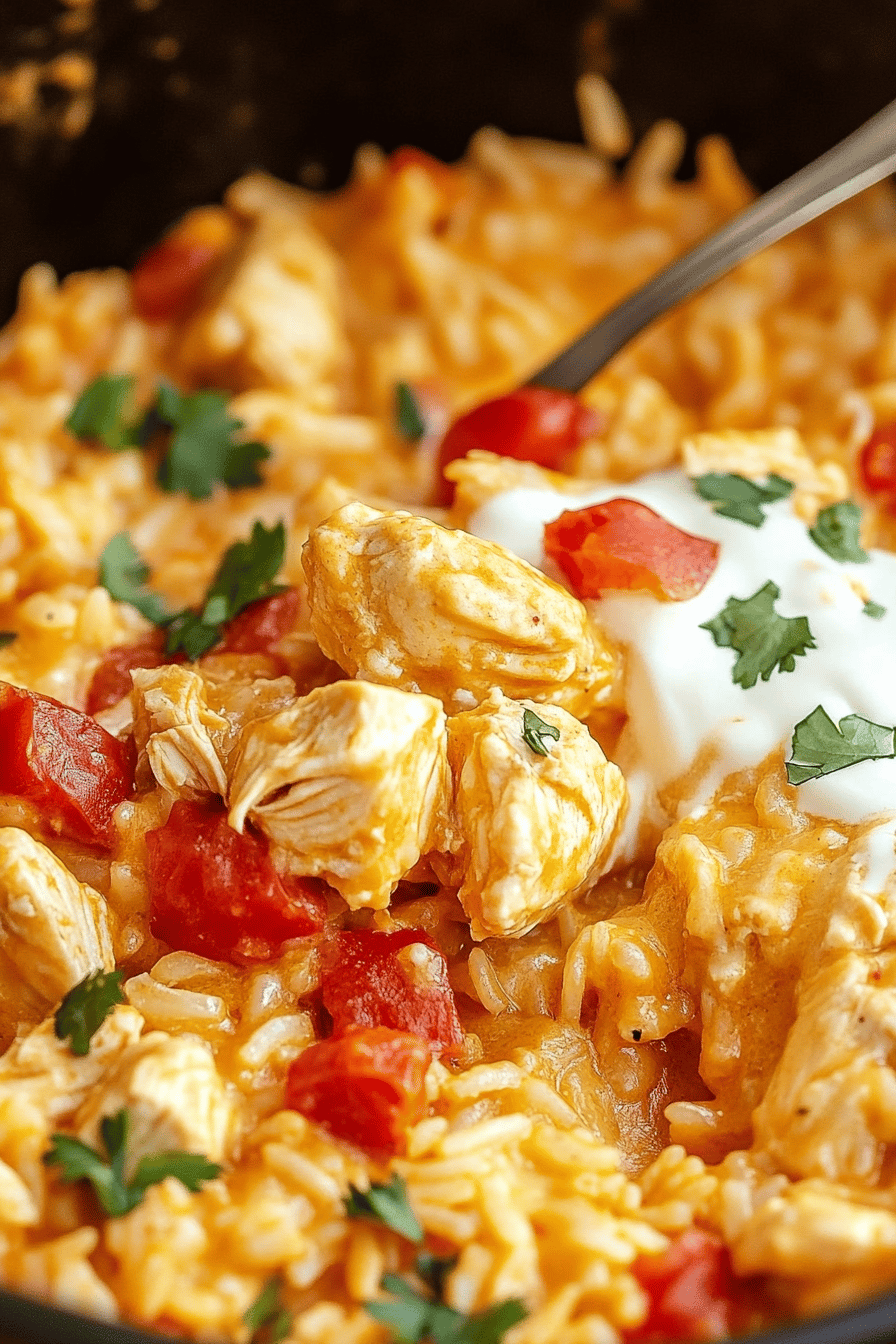 One-pot queso chicken rice ingredients organized and measured on kitchen counter