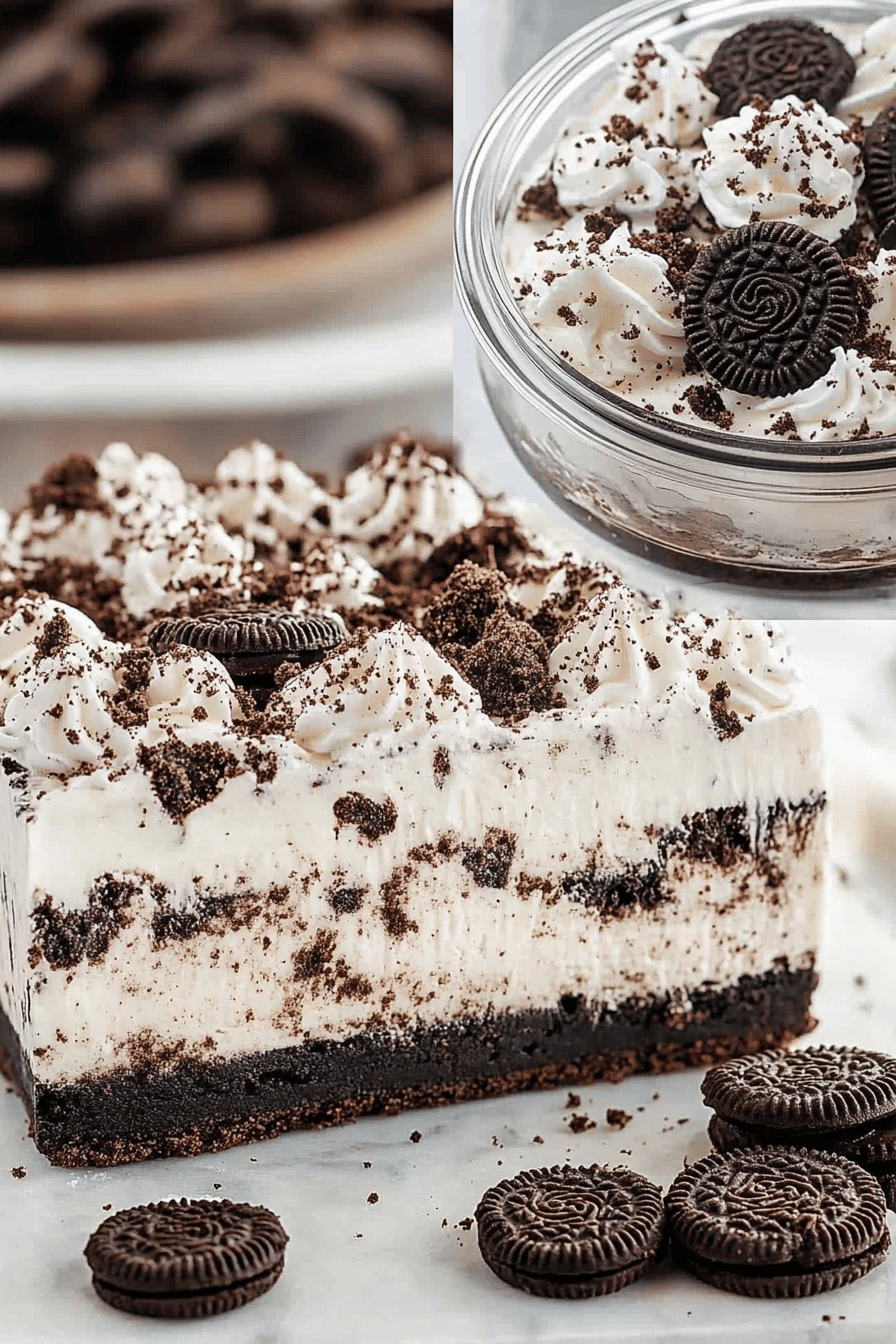 Oreo Delight ingredients organized and measured on kitchen counter