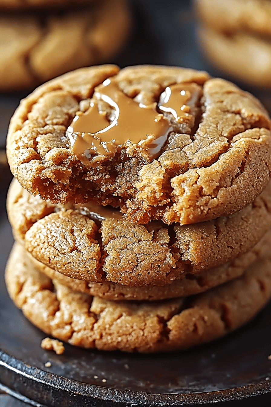 Peanut butter cookies slice on plate showing perfect texture and swirl pattern