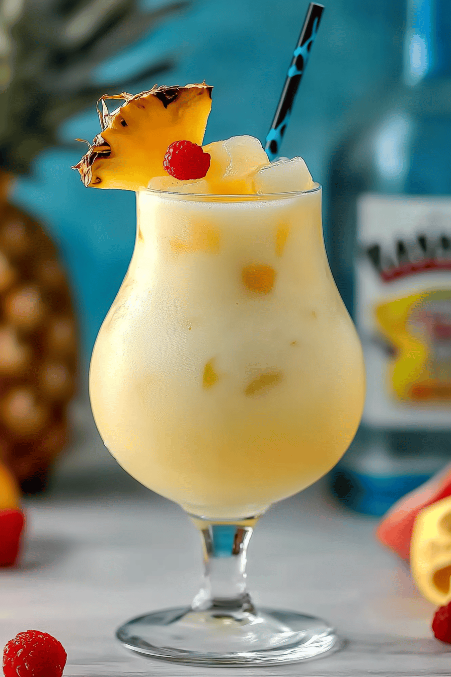 Pina colada recipe slice on plate showing perfect texture and swirl pattern