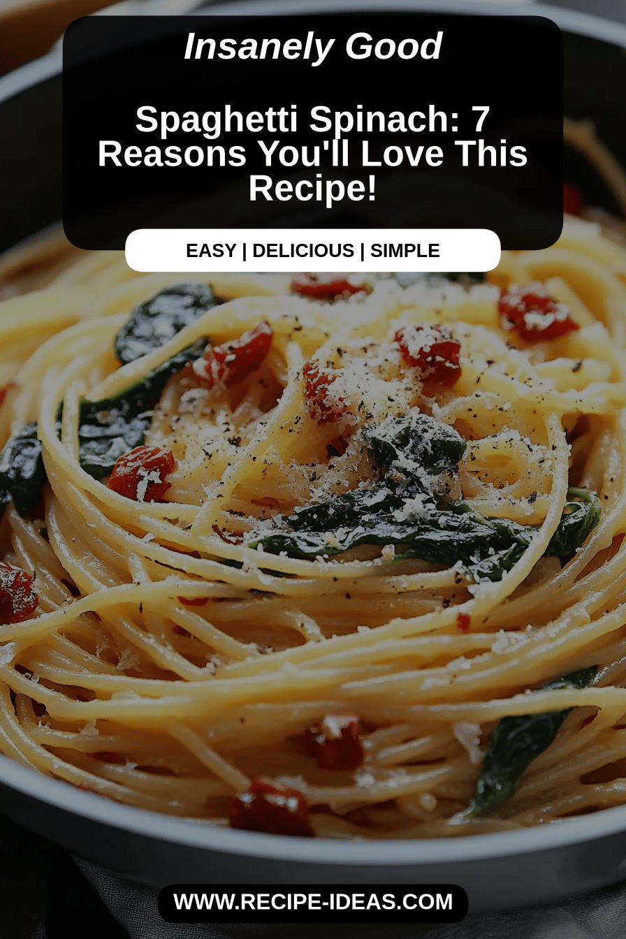 Spaghetti spinach final dish beautifully presented and ready to serve