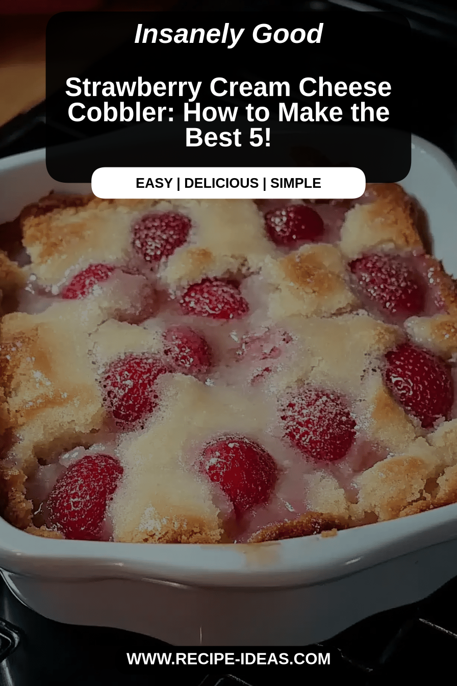Strawberry Cream Cheese Cobbler final dish beautifully presented and ready to serve