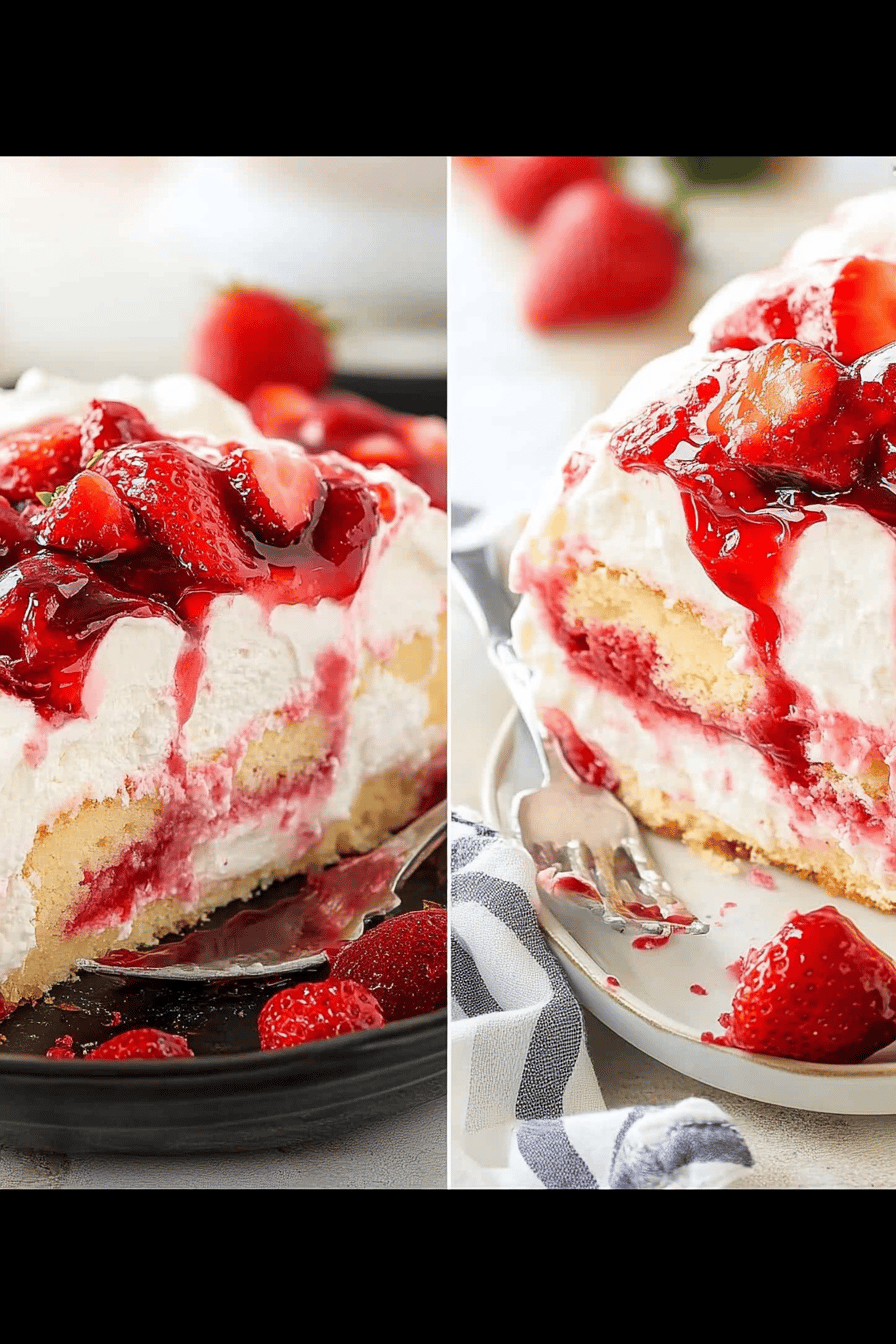 Strawberry cake slice on plate showing perfect texture and swirl pattern