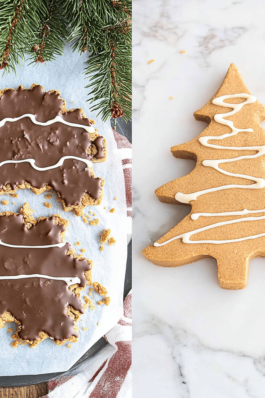 chocolate peanut butter christmas trees ingredients organized and measured on kitchen counter