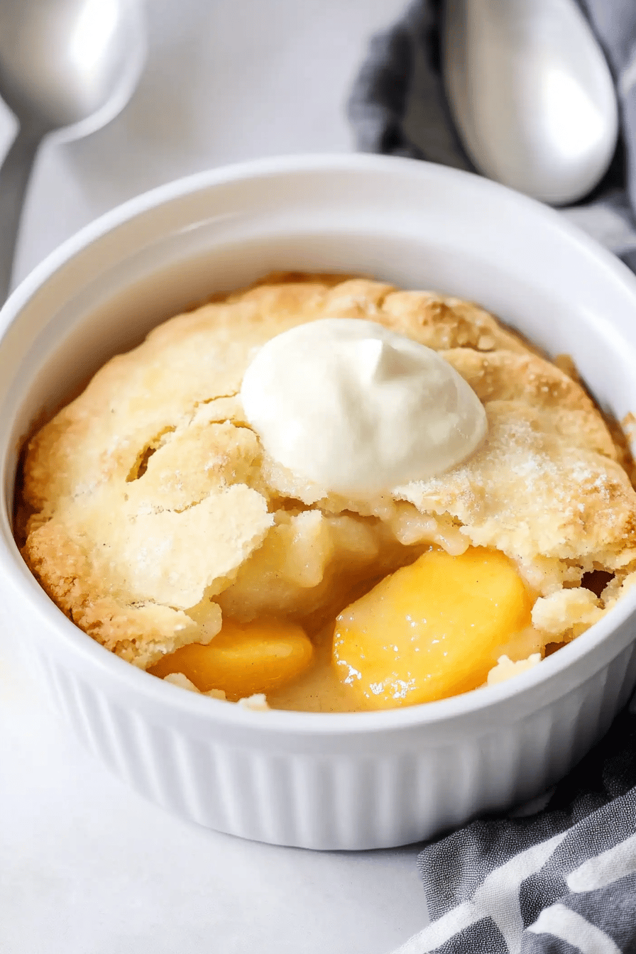 peach cobbler ingredients organized and measured on kitchen counter