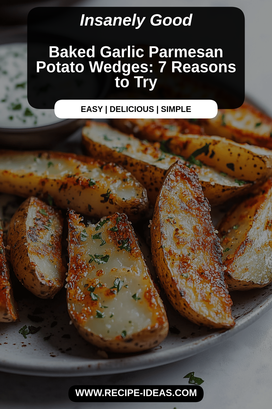 Crispy baked potato wedges beautifully presented and ready to serve on a rustic wooden board