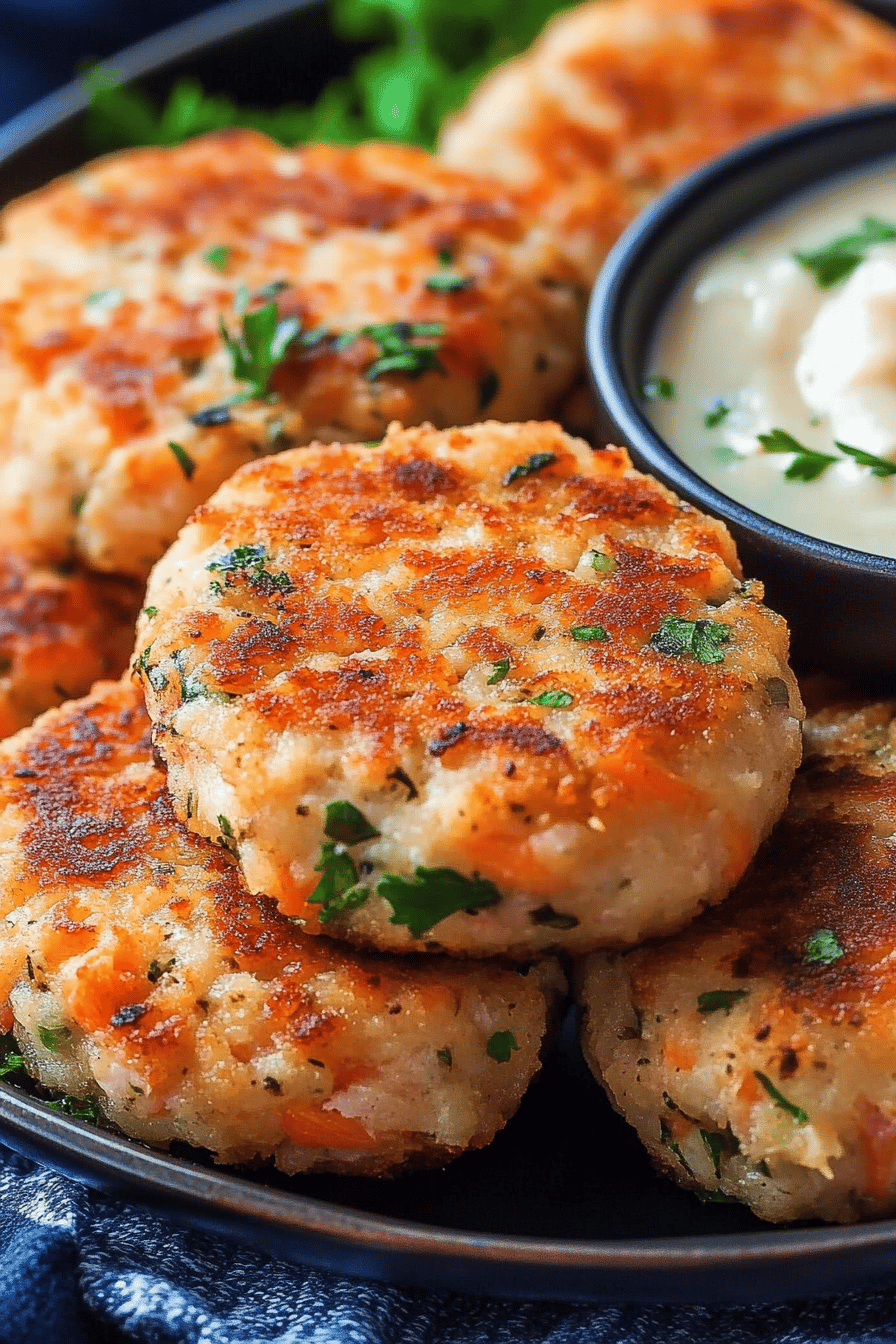 salmon patties slice on plate showing perfect texture and swirl pattern