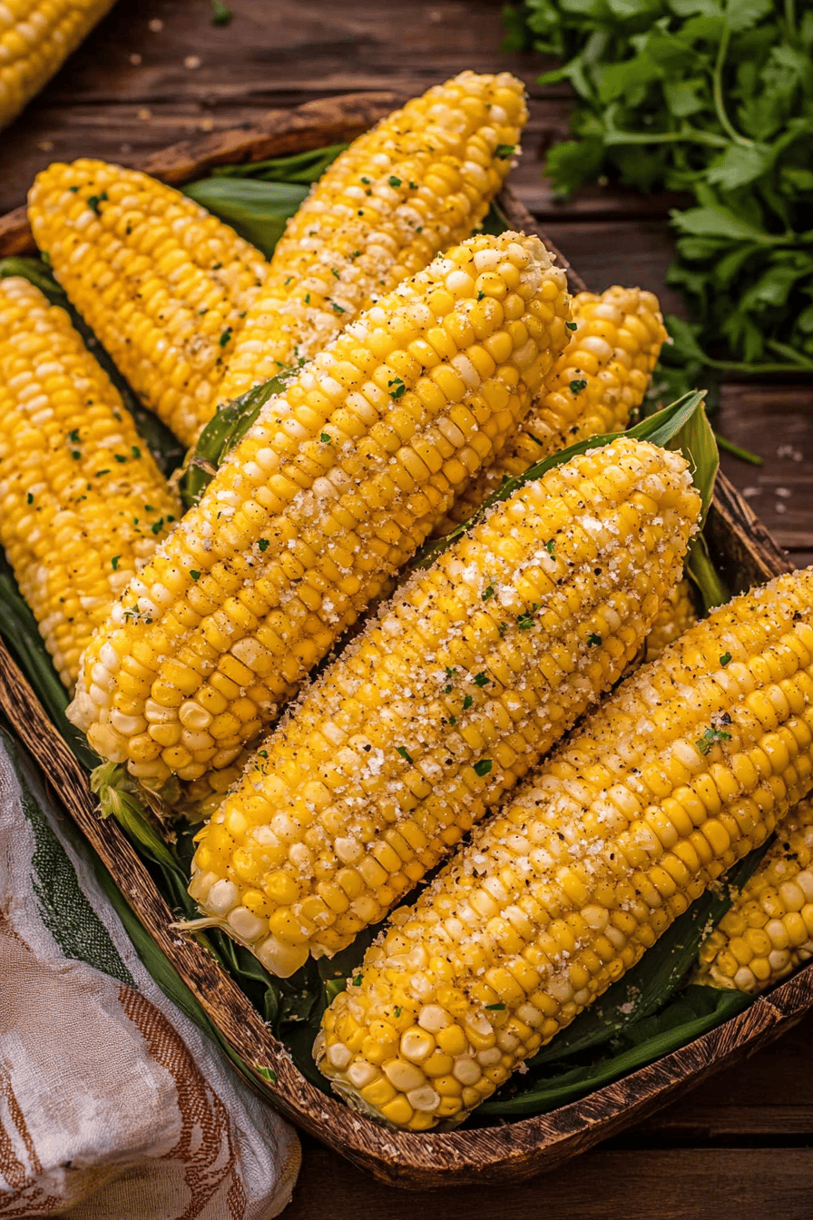 smoked corn slice on plate showing perfect texture and swirl pattern