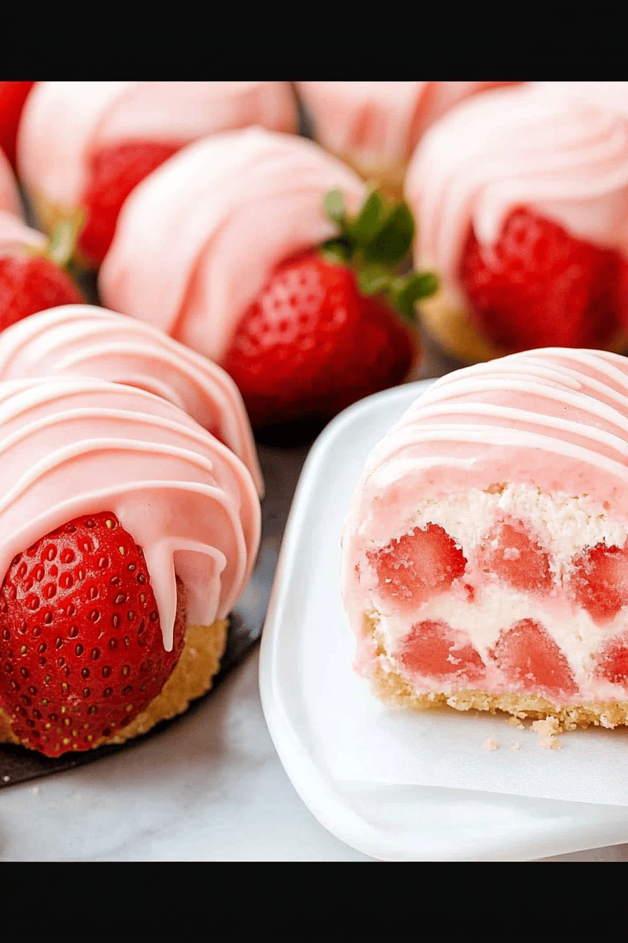 strawberry cheesecake bites ingredients organized and measured on kitchen counter