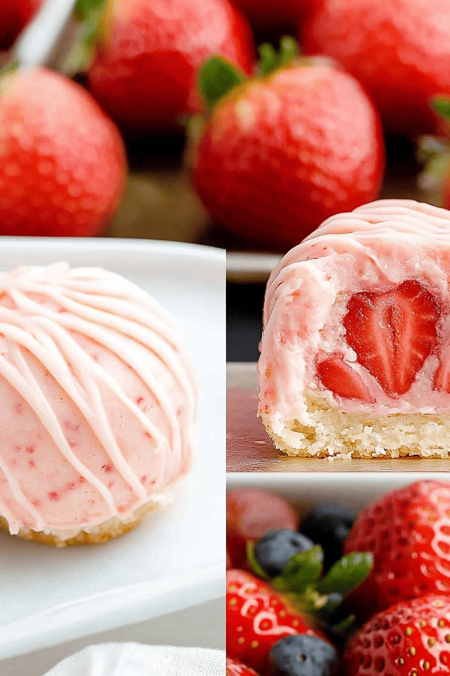 strawberry cheesecake bites slice on plate showing perfect texture and swirl pattern