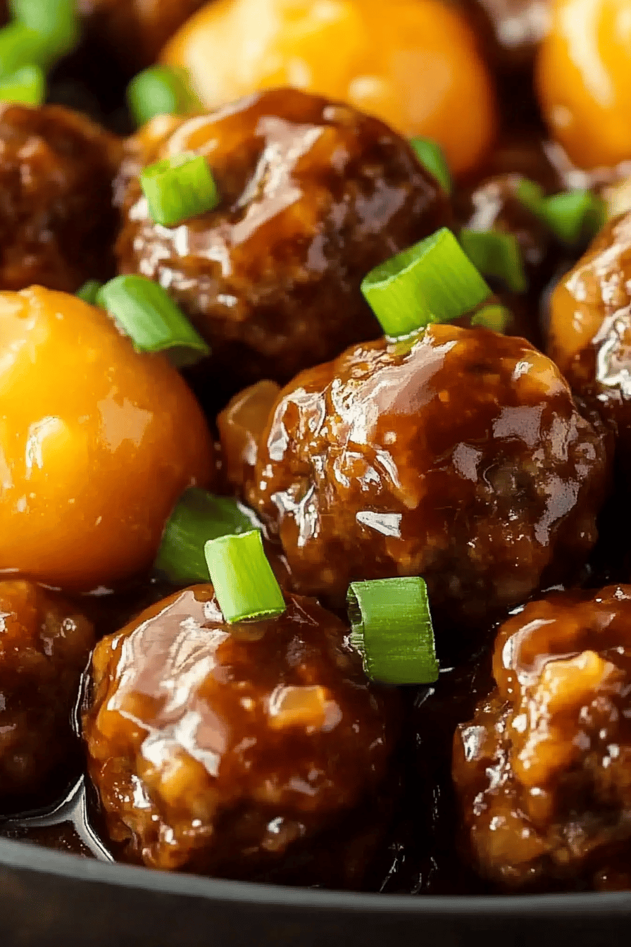 sweet and sour meatballs ingredients organized and measured on kitchen counter