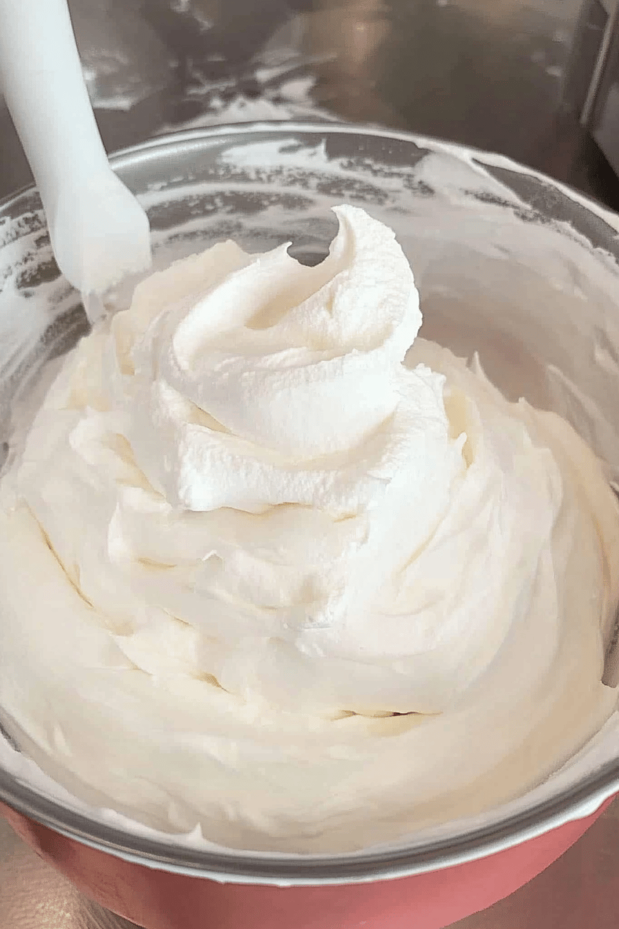 whipped cream slice on plate showing perfect texture and swirl pattern