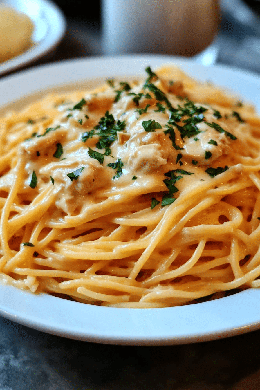 Crockpot chicken spaghetti