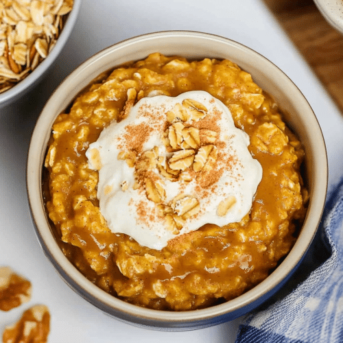 Microwave pumpkin pie oatmeal