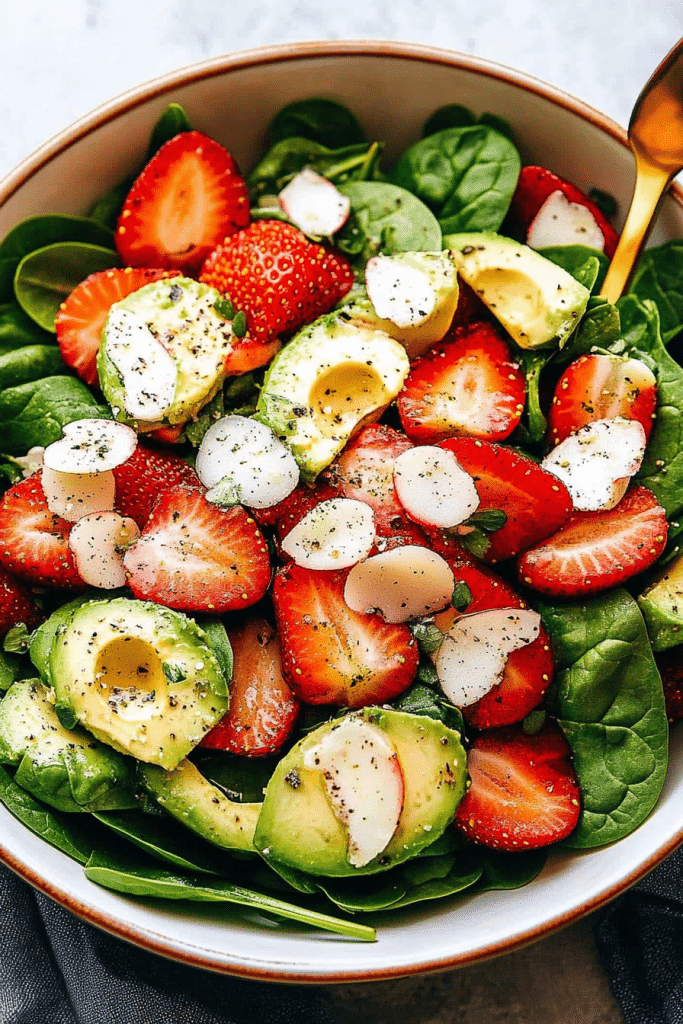 avocado strawberry spinach salad