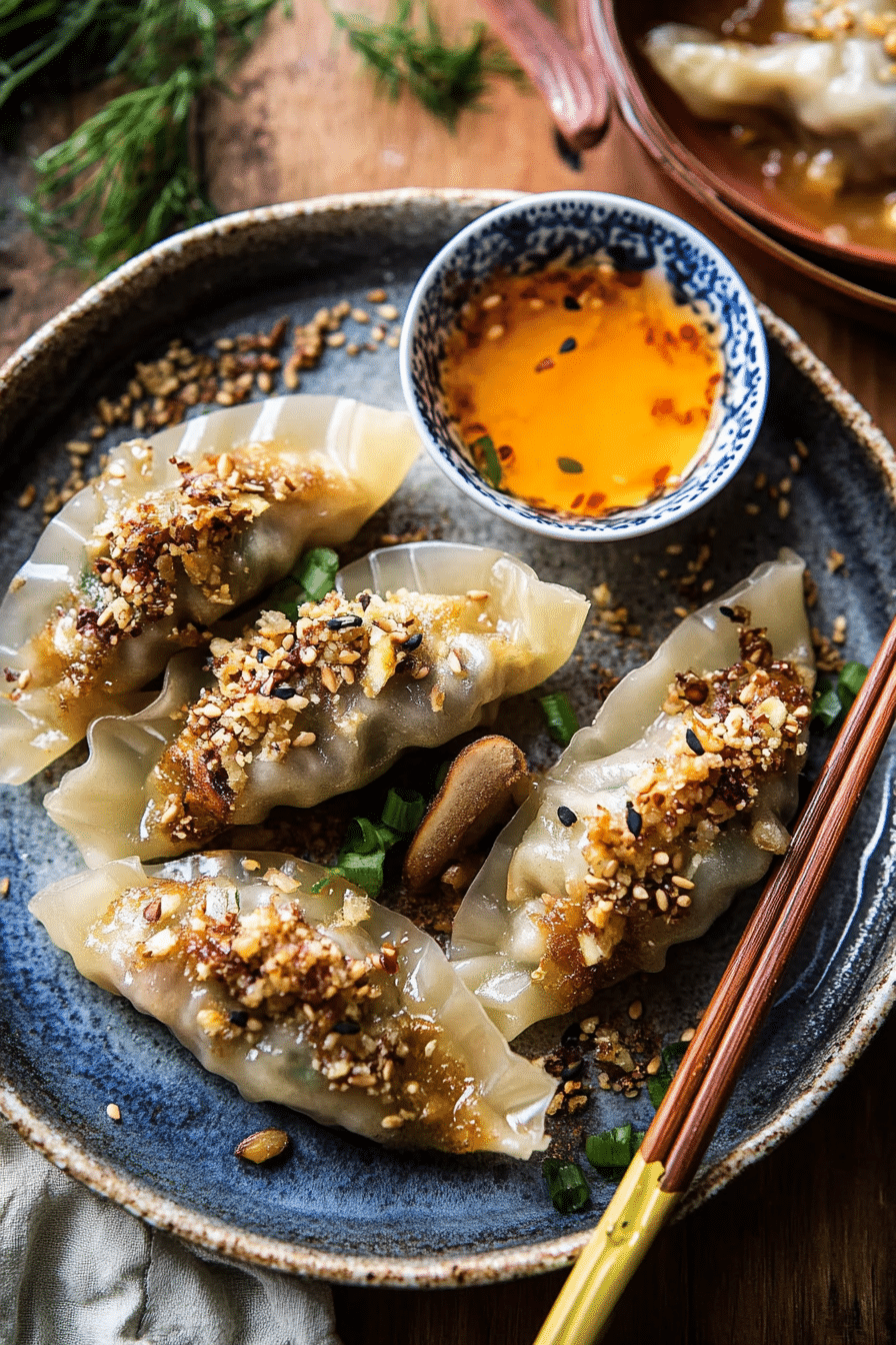 crispy sesame ginger dumplings