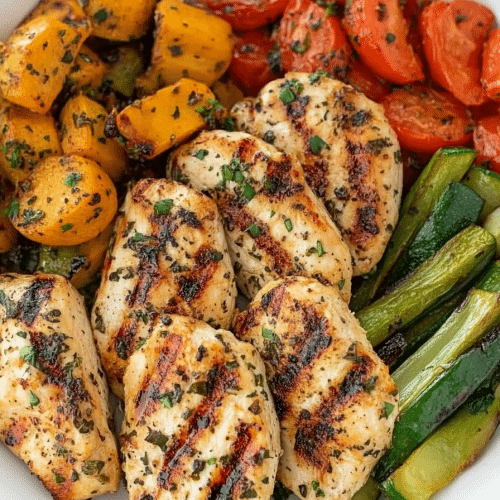 grilled chicken and veggies