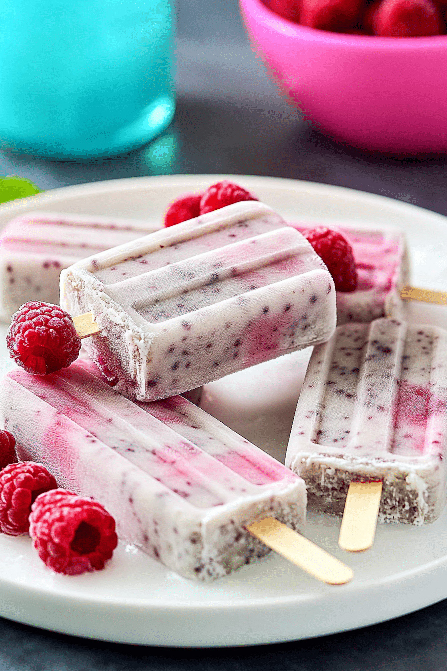 raspberry coconut popsicles