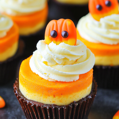 candy corn cheesecakes