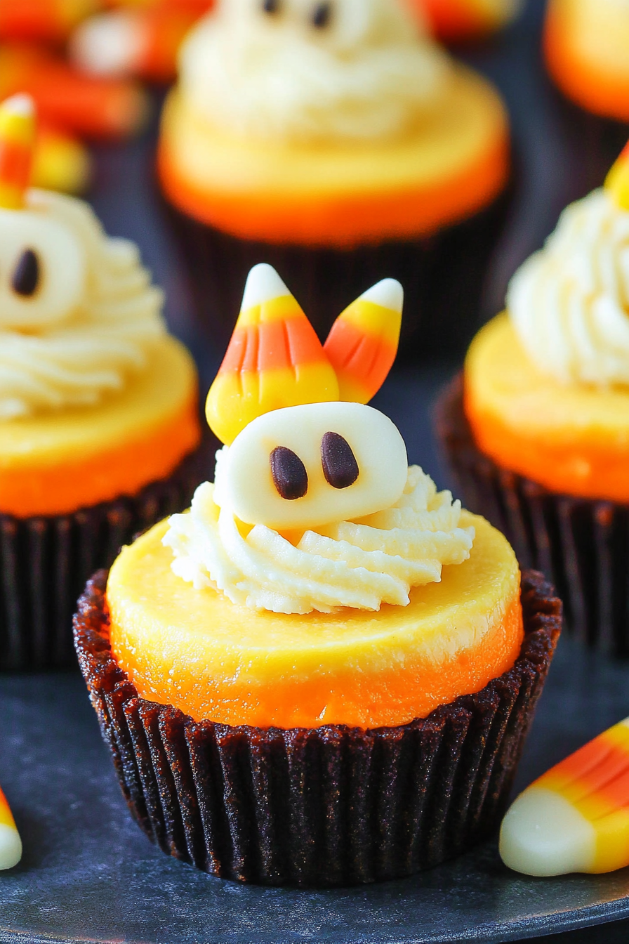 candy corn cheesecakes