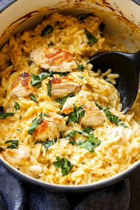 cheesy chicken orzo