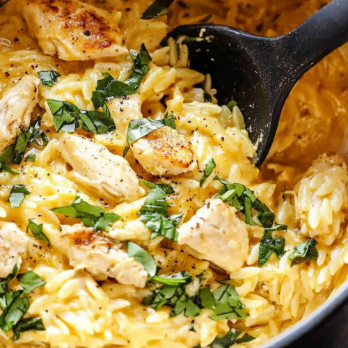 cheesy chicken orzo