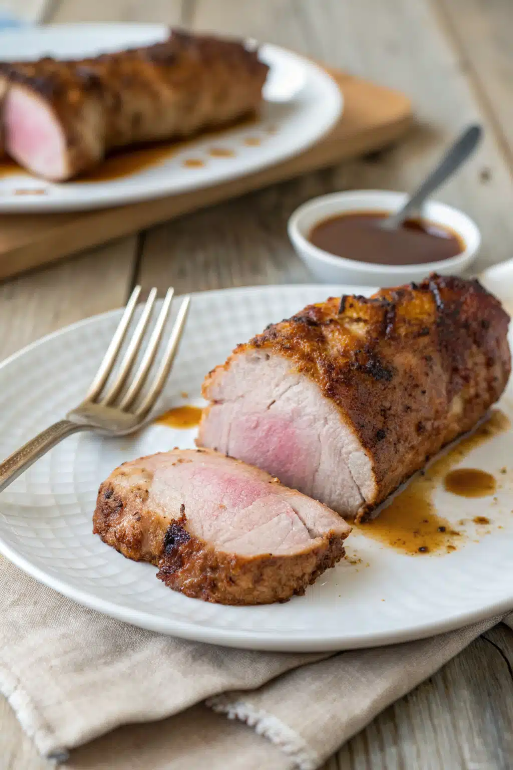 Air Fryer Pork Tenderloin ingredients organized and measured on kitchen counter